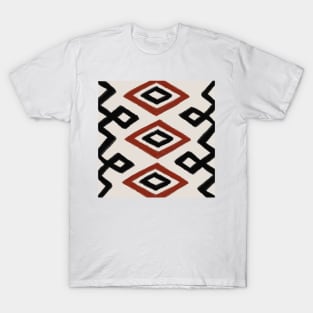 Boho Geometric Pattern in Rust Red and Black T-Shirt